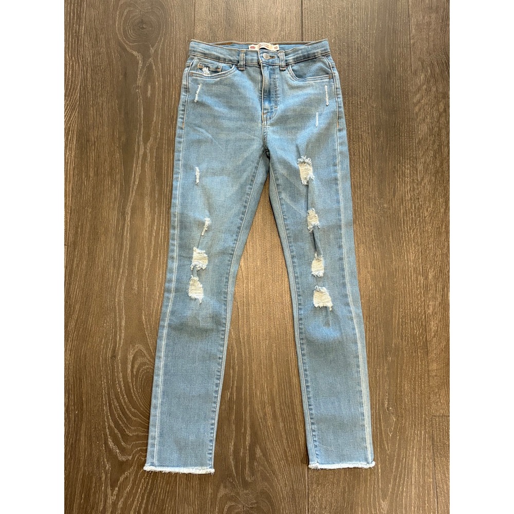 Levis Girls 720 High Rise Super Skinny Distressed Light Wash Jeans Size 10